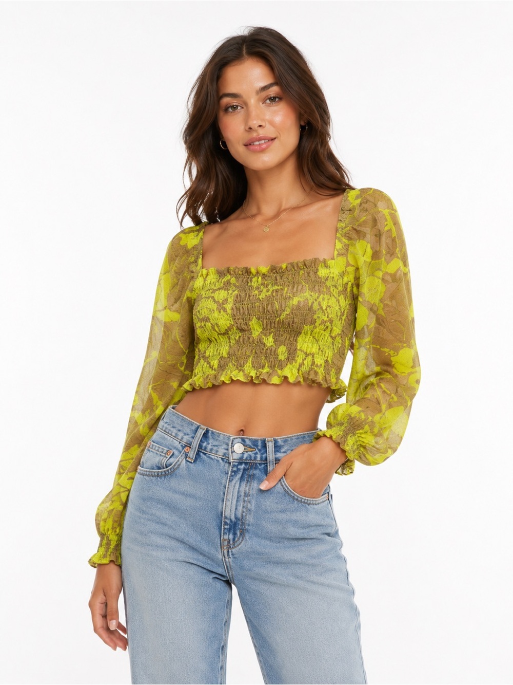 Future Collective Gabriella Karefa-Johnson Smocked Crop Blouse Top M
